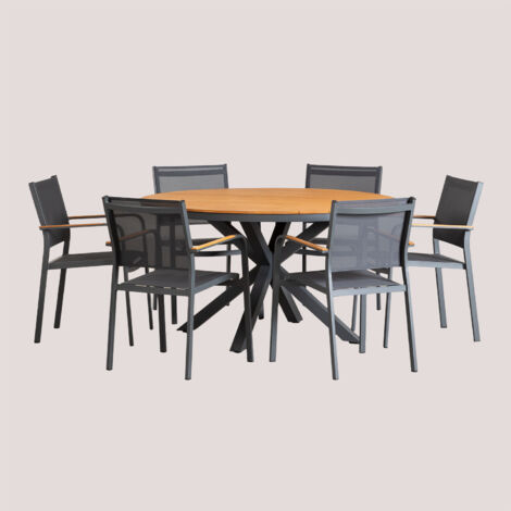 Set de Mesa Redonda (Ø140 cm) y 6 Sillas de Jardín Archer SKLUM (1/5)