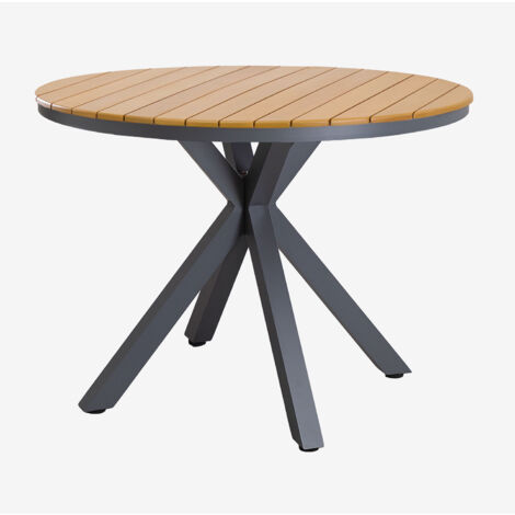 Mesa de jardín redonda en aluminio y madera de eucalipto Archer SKLUM             