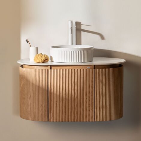 Conjunto de mueble de baño suspendido 90x50 cm en madera Carsone SKLUM