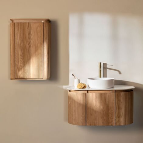 Conjunto de mueble de baño suspendido 90x50 cm en madera Carsone SKLUM