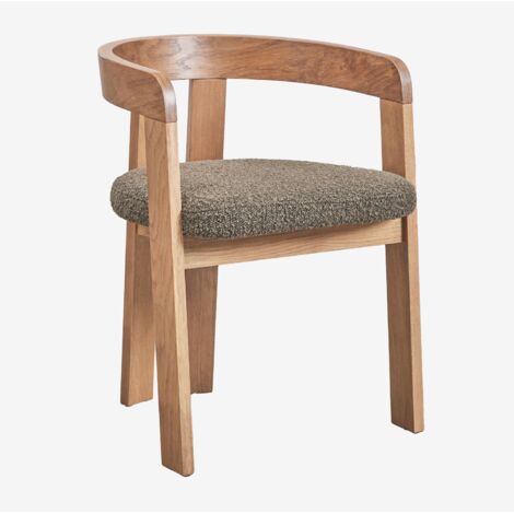 Pack de 4 sillas de comedor con reposabrazos tapizadas y en madera de roble Yvone SKLUM       