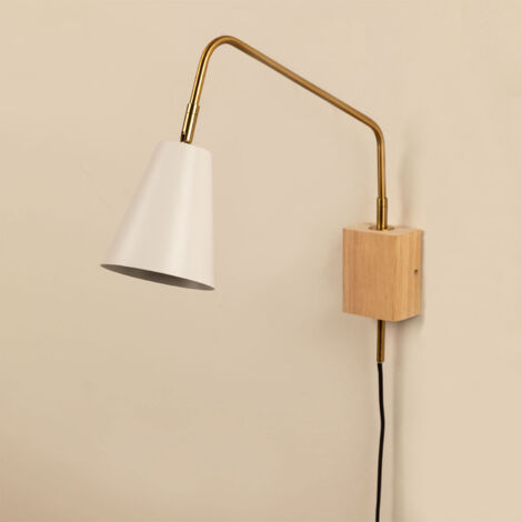 Lámpara de Pared Alfons SKLUM Blanco - Madera Natural