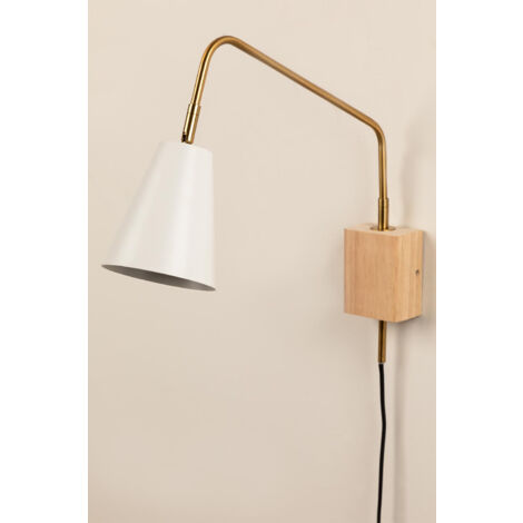 Lámpara de Pared Alfons SKLUM Blanco - Madera Natural
