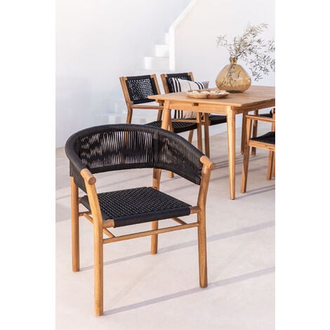 Silla de Comedor con Reposabrazos en Madera de Fresno y Ratán Lali Style -  SKLUM