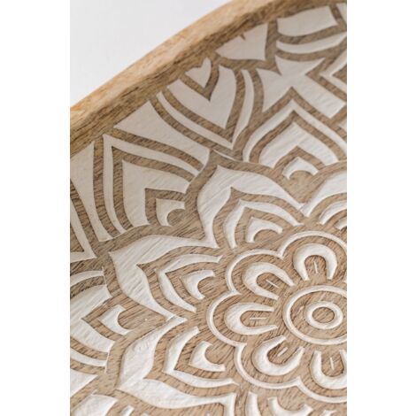 Mesa Auxiliar Redonda 40 Cm En Madera De Mango Nabordi