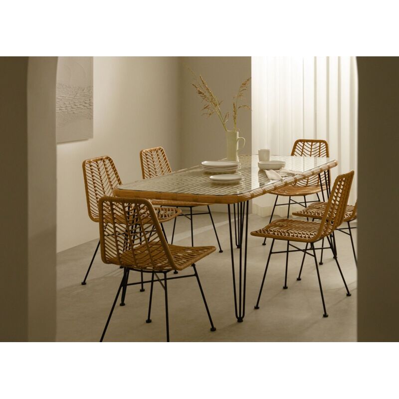 Tavolo Da Pranzo Industriale In Legno Acacia 180x90cm - Stile Vintage Con Gambe Metalliche - Foto 6
