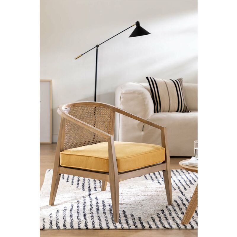 Poltrona scandinava grigio chiaro e legno BRODY