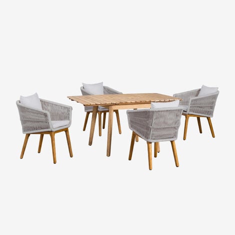 SKLUM Set tavolo allungabile in legno (90-150x90 cm) Naele e 4 sedie da  pranzo Barker