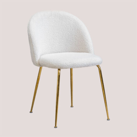 Sedia da pranzo in bouclé Kana Design SKLUM    Bianco         (1/5)
