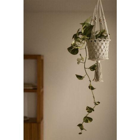 Ganci Per Piante In Macramè 2 Pezzi – Portavasi Sospesi Per Interni (Beige, Grande+Medio) - 2