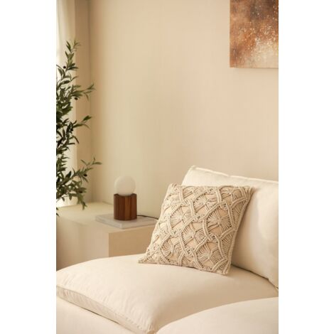 RAJRANG Fodera Cuscino Quadrato In Cotone Macramè 46x46 Cm - Boho Con Frange E Cerniera, Solo Fodera - 2