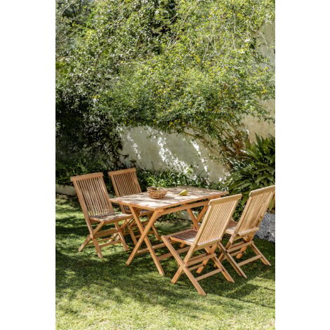 Tavolo Da Esterno Rettangolare SALENTO In Legno Di Teak, 70x110 Cm, 4 Posti, Colore Naturale, Resistente Alle Intemperie - 5