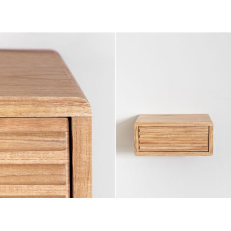 Vabches Comodini Sospesi A Parete - Set Da 2 Con Ricarica Wireless E 2 Cassetti - Design Moderno In Legno Nero