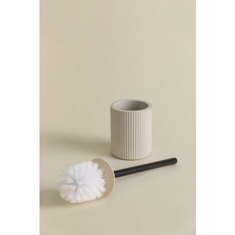 Porta Scopino WC Bremermann 2 In 1 - Bianco/bambù, Con Porta Rotolo
