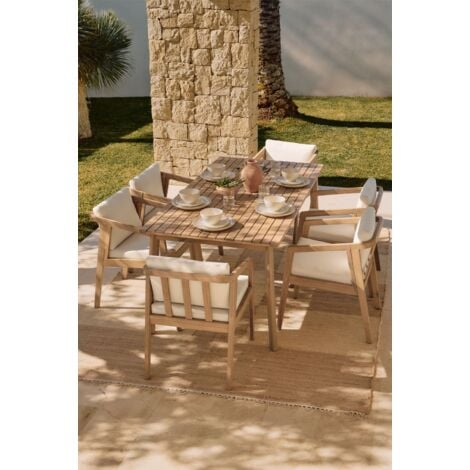 Set tavolo rettangolare e sedie da giardino in legno di acacia