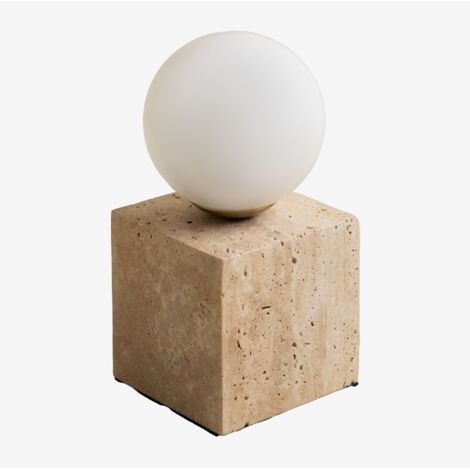 Lampada da tavolo in travertino con sfera di cristallo Davise SKLUM