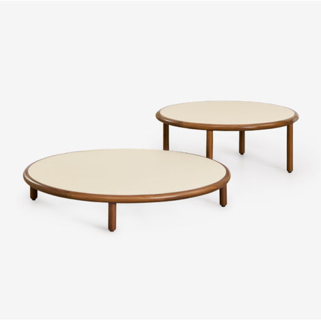 Set 2 Tavolini Da Caffè Rotondi In Legno - Salotto Moderno Facili Da Montare 1084612