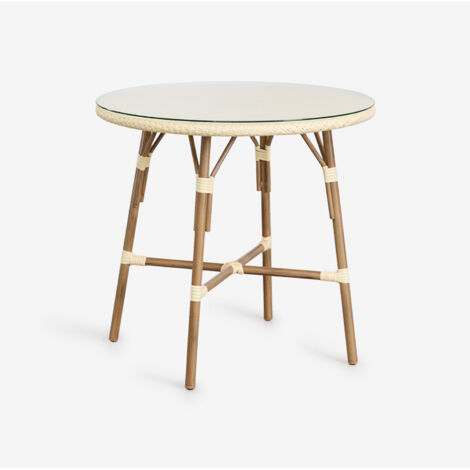 Set Tavolo Da Cucina Rotondo 5 Pezzi Con 4 Sedie Parson - Finitura Rovere, Tessuto Limelight