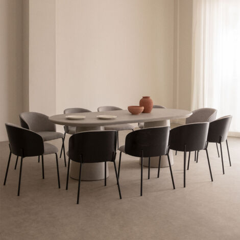 Set Di Tavolo Ovale  240x120 Cm  E 6 Sedie In Alluminio E Legno Di Teak Da Esterno Cheryl