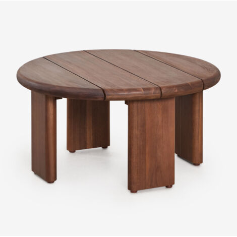 Tavolino Da Giardino Tondo In Teak D.55 Cm Naturale Chiaro - TULUM Di MYLIA