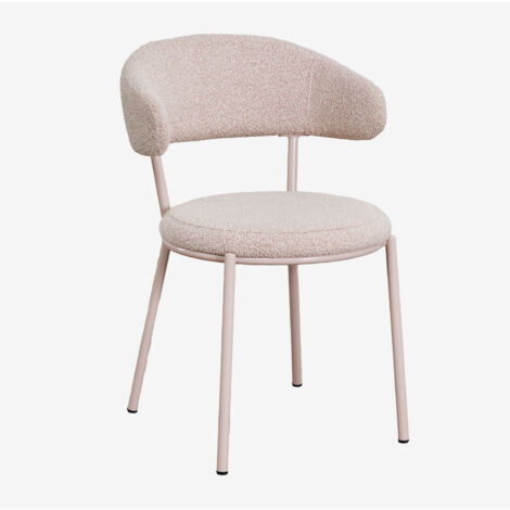 Techni Mobili Sedia Da Ufficio Elegante In Tessuto Bouclé Bianco E Oro, Con Braccioli Imbottiti E Base Girevole In Acciaio, Regolabile In Altezza - 2