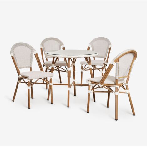 Set tavolo rotondo Ø80 cm e sedie da pranzo impilabili in