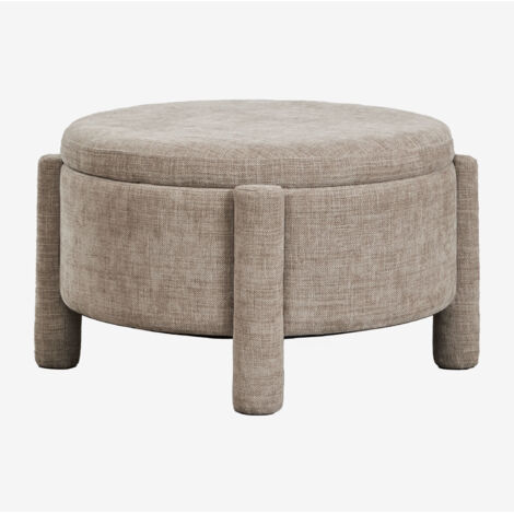 Jaipur Living Pouf Rotondo In Iuta - Imbottito, Panna/Marrone, Gambe In Legno, 40,6 Cm - 3