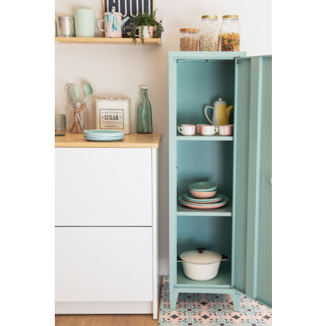 Armadietto Spogliatoio In Acciaio Pohpli - Stile Industriale, 2 Ripiani, Con Serratura