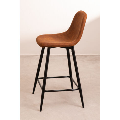 SKLUM Sgabello Alto in Similpelle Glamm Legno Naturale ↑65 cm 