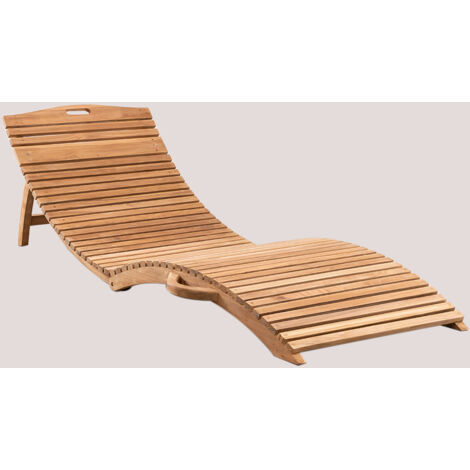 Lettino Prendisole Pieghevole In Legno Di Teak Massiccio Con Cuscino Incluso - Perfetto Per Giardino, Balcone E Terrazzo - Comodo E Salvaspazio