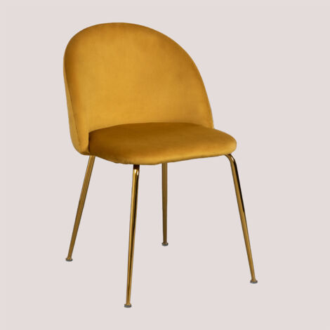 Pack 2 sedie da pranzo in velluto Kana Design SKLUM Mostarda Dorato (1/5)