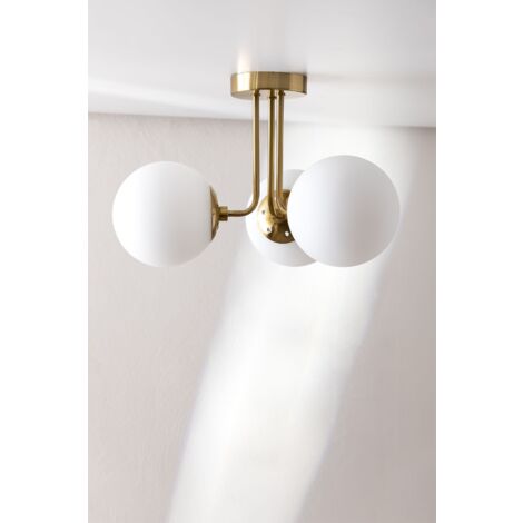 Plafoniera Sarka In Ferro E Vetro Con 3 Sfere | Lampada A Soffitto Diametro 45 Cm | Stile Moderno Per Soggiorno - 4