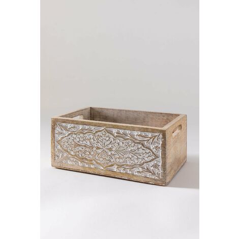 SKLUM Set di 2 scatole organizer in legno di mango Bizana Legno Bianco  Vintage