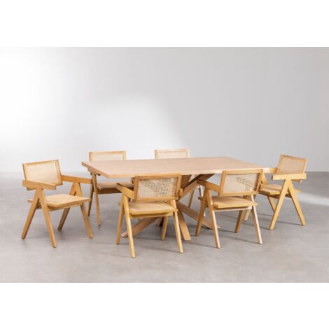 Set di tavolo da pranzo rotondo in MDF (Ø140 cm) Pleven e 4 sedie