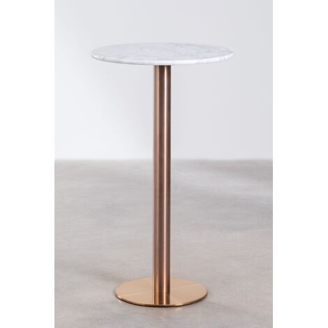 WeHome Tavolo Alto Da Bar - Rotondo ⌀70cm, Effetto Marmo, Grigio Scuro - Foto 2