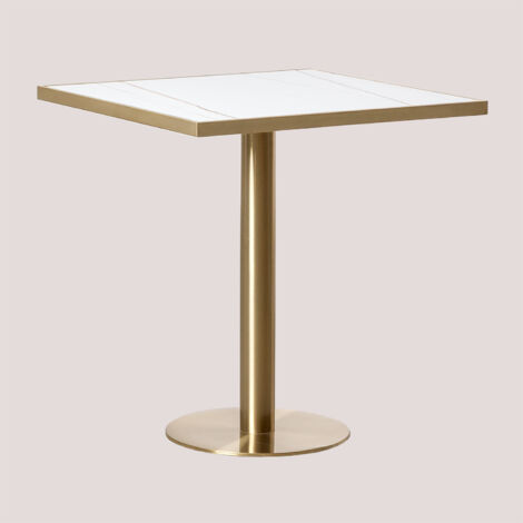 Tavolo Da Bar Quadrato Con Piede Centrale - 60x60 Cm, Legno Melaminico, Per Ristoranti E Pub - Foto 6