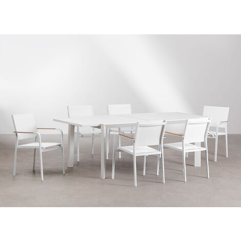 Set pranzo tavolo allungabile 180/240x100 cm e 6 sedie con