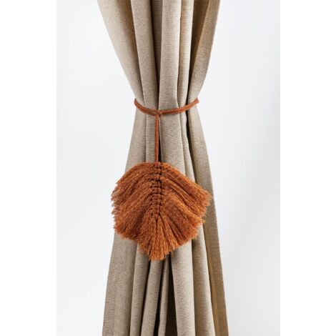 Pretty Jolly Confezione da 4 fermatende a doppia estremità con nappa in corda intrecciata fatta a mano, fermatenda europeo in stile decorativo per tende da casa e ufficio (Beige