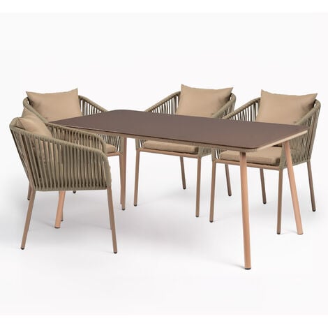 SKLUM Set tavolo rettangolare (160x90 cm) e 4 sedie da giardino Arhiza Style  Supreme Marrone Moka