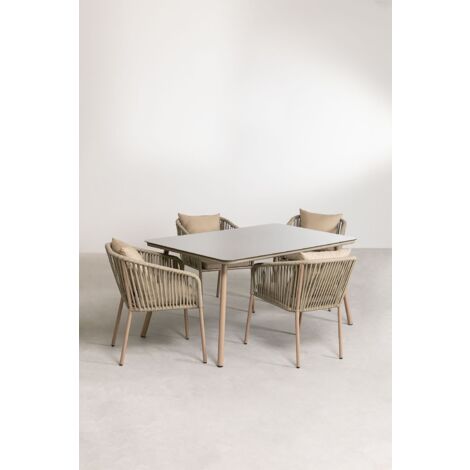 SKLUM Set tavolo rettangolare (160x90 cm) e 4 sedie da giardino Arhiza  Style Supreme Marrone Moka
