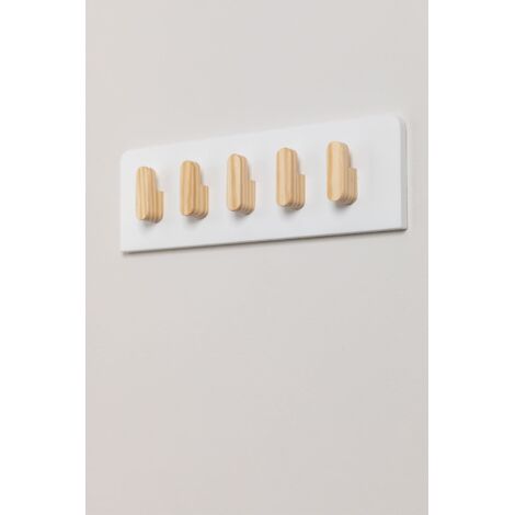 Appendiabiti Da Parete In Legno Di Pino Con 5 Ganci Tripli: Perfetto Per Ingresso E Camera Da Letto - 3