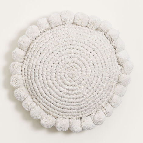 Cuscino Rotondo Ecopelle 50cm - Imbottito, Lavabile, Bianco, Per Arredo Casa - Foto 4