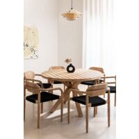 Set Tavola Rotonda (Ø100 cm) e 4 Sedie da Pranzo con Braccioli in Legno  Naele - SKLUM