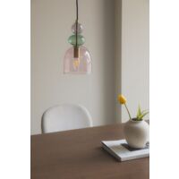Lampada A Soffitto Bezany Colors In Cristallo 3 Luci | Stile Vintage Con Paralumi Colorati In Vetro | Ferro Dorato - 2