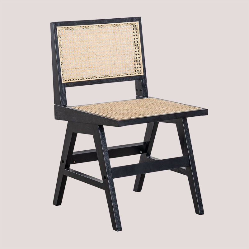 Chaise scandinave design pied bois assise grise dossier blanc Lali