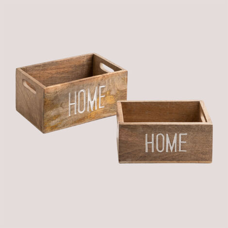 Lot De 2 Boîtes De Rangement Cuisine Métal Blanc - Pommes De Terre Et Oignons Avec Couvercle Bois