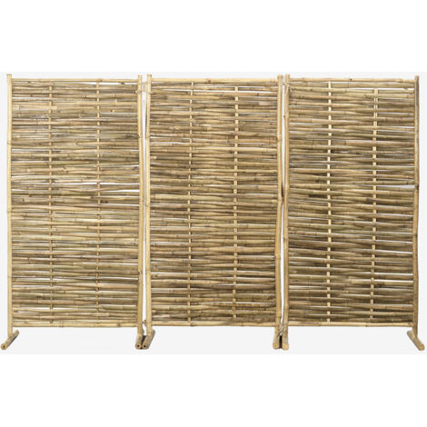 Sklum – Paravent en bambou 275 x 180 cm – 3 panneaux – Écologique sans traitements chimiques – Pour séparation d'espaces intérieurs et extérieurs (1/5)