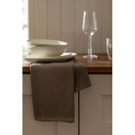 Lot De 2 Torchons En Coton Bio Wild & Stone - Gris Ardoise, Tissage Chevrons, Ultra-absorbants - 11