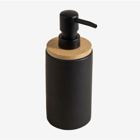 Distributeur de savon en céramique et bambou Elvan SKLUM Noir (1/5)
