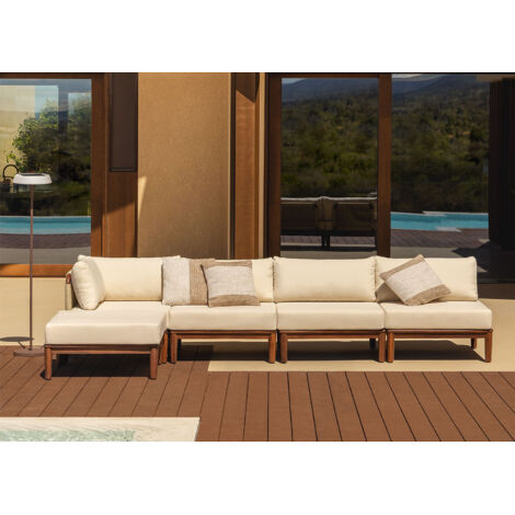 Canapé d'angle en lin blanc modulable - Cloud | Uniqka Design